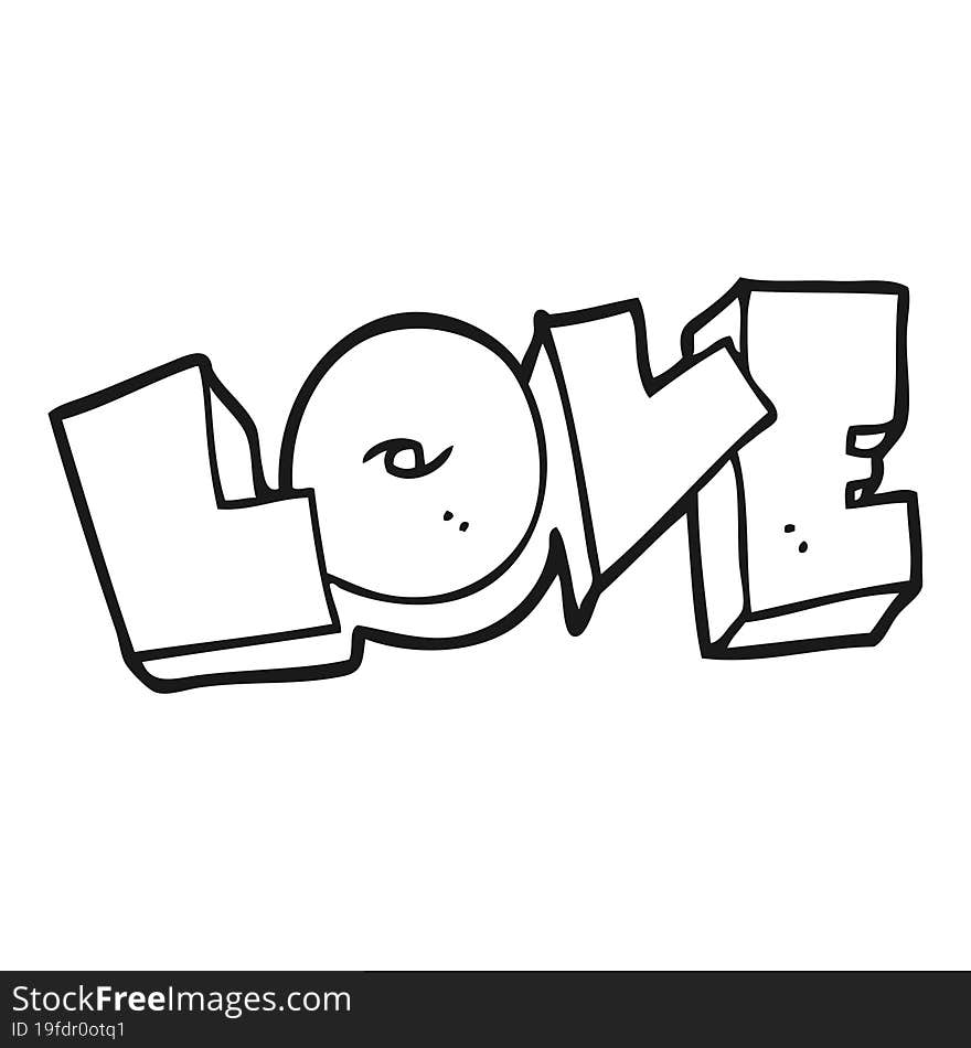 Black And White Cartoon Love Sign