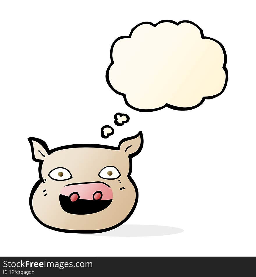 cartoon pig face with thought bubble