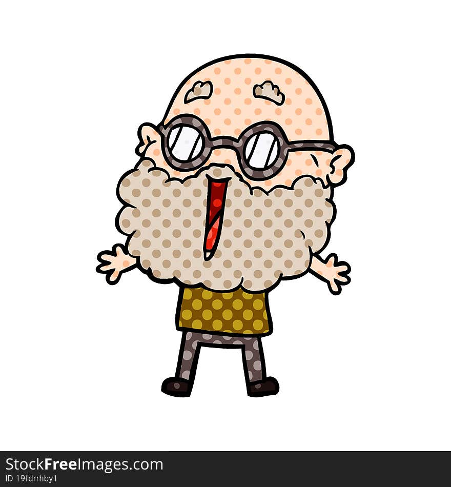 cartoon joyful man with beard. cartoon joyful man with beard