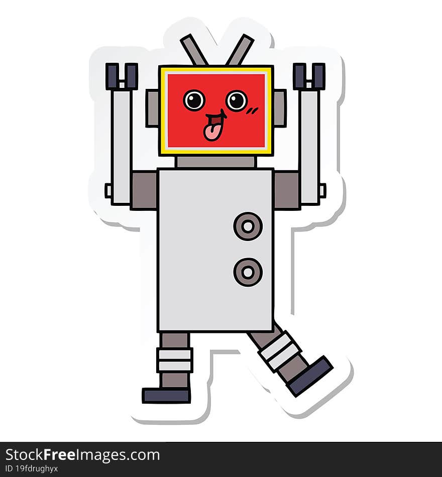 sticker of a cute cartoon robot