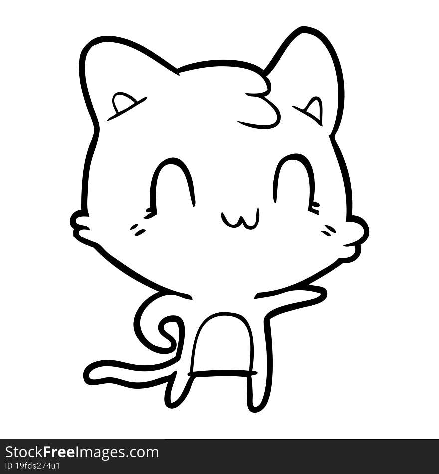 cartoon happy cat pointing. cartoon happy cat pointing