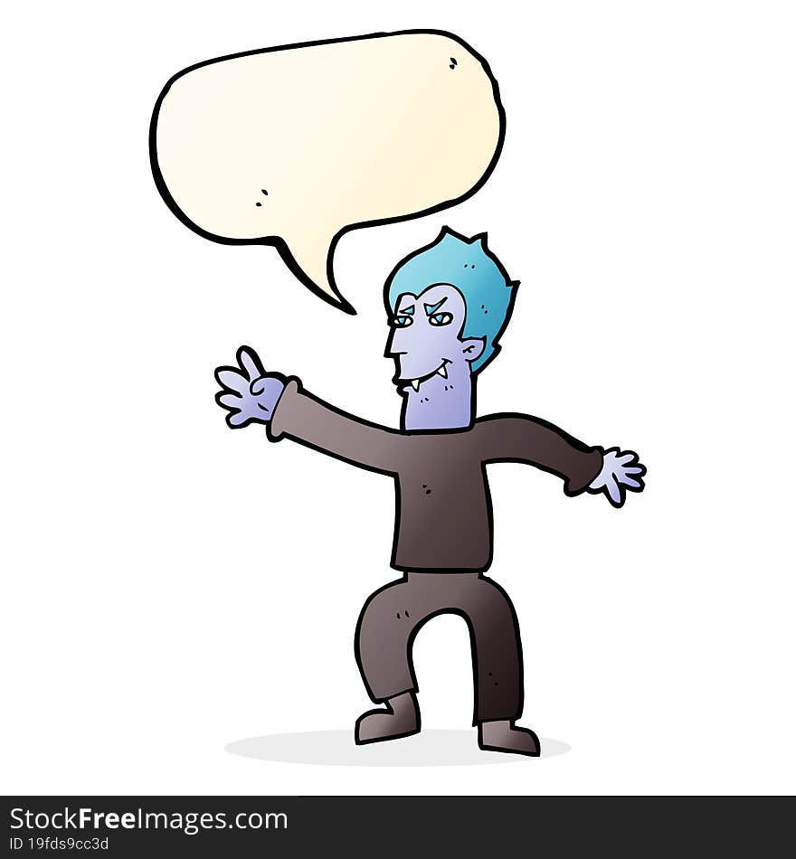 cartoon vampire man with speech bubble