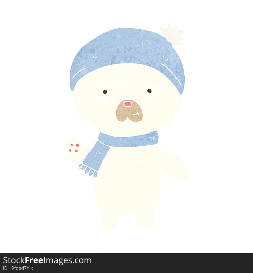 cartoon waving polar bear