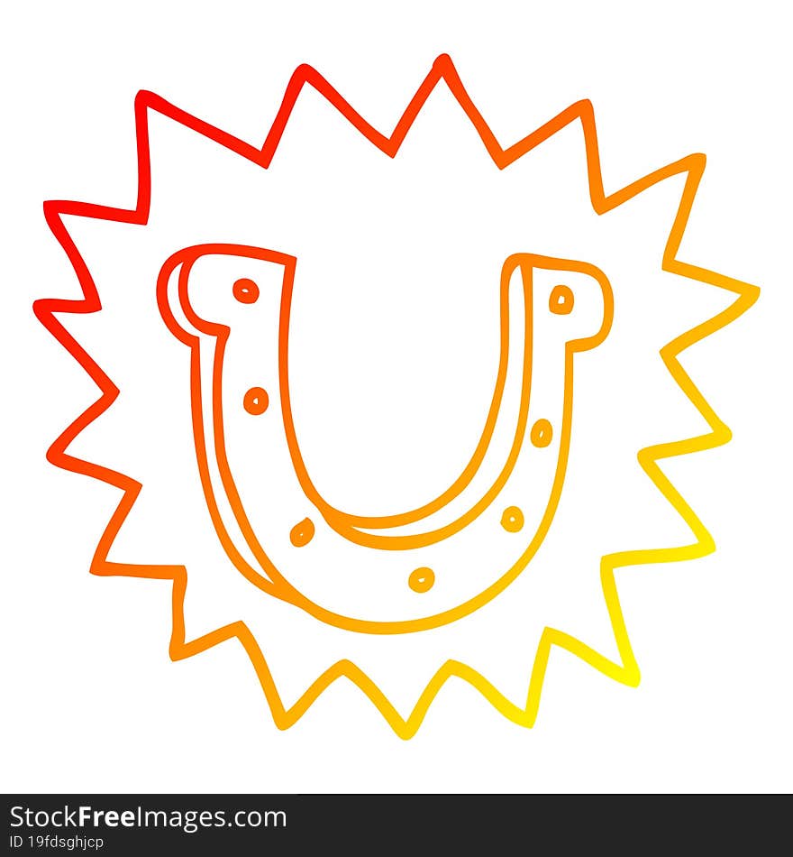 warm gradient line drawing cartoon crazy lucky horseshoe symbol