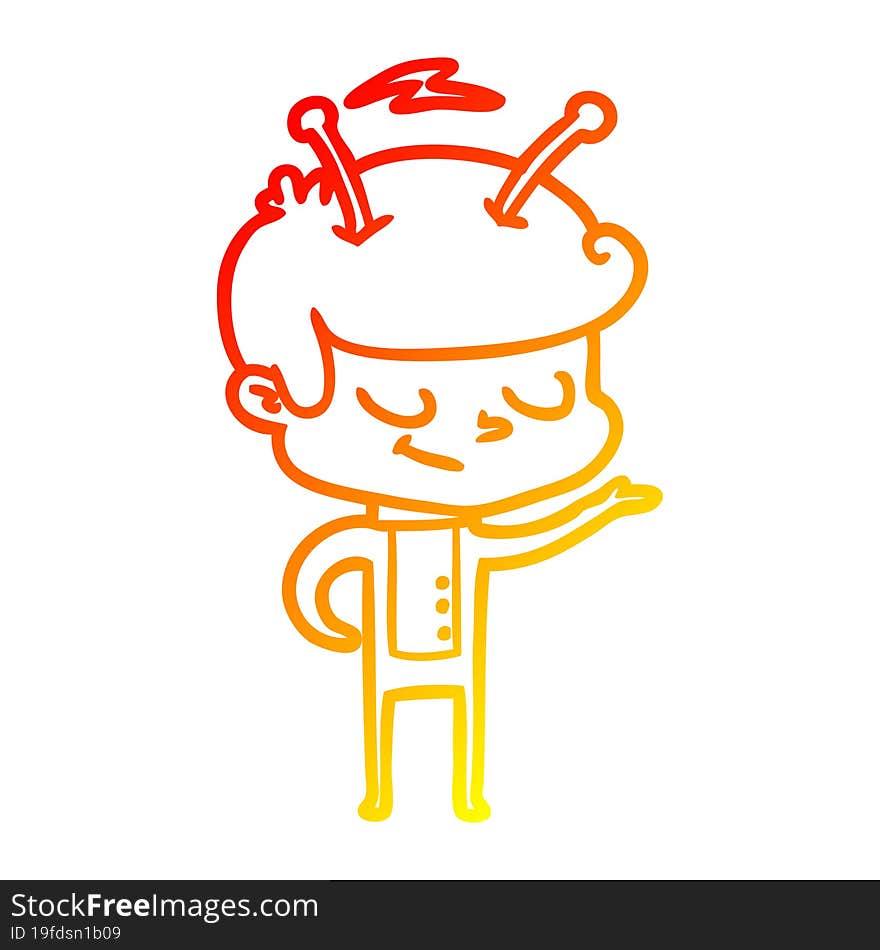 warm gradient line drawing friendly cartoon spaceman