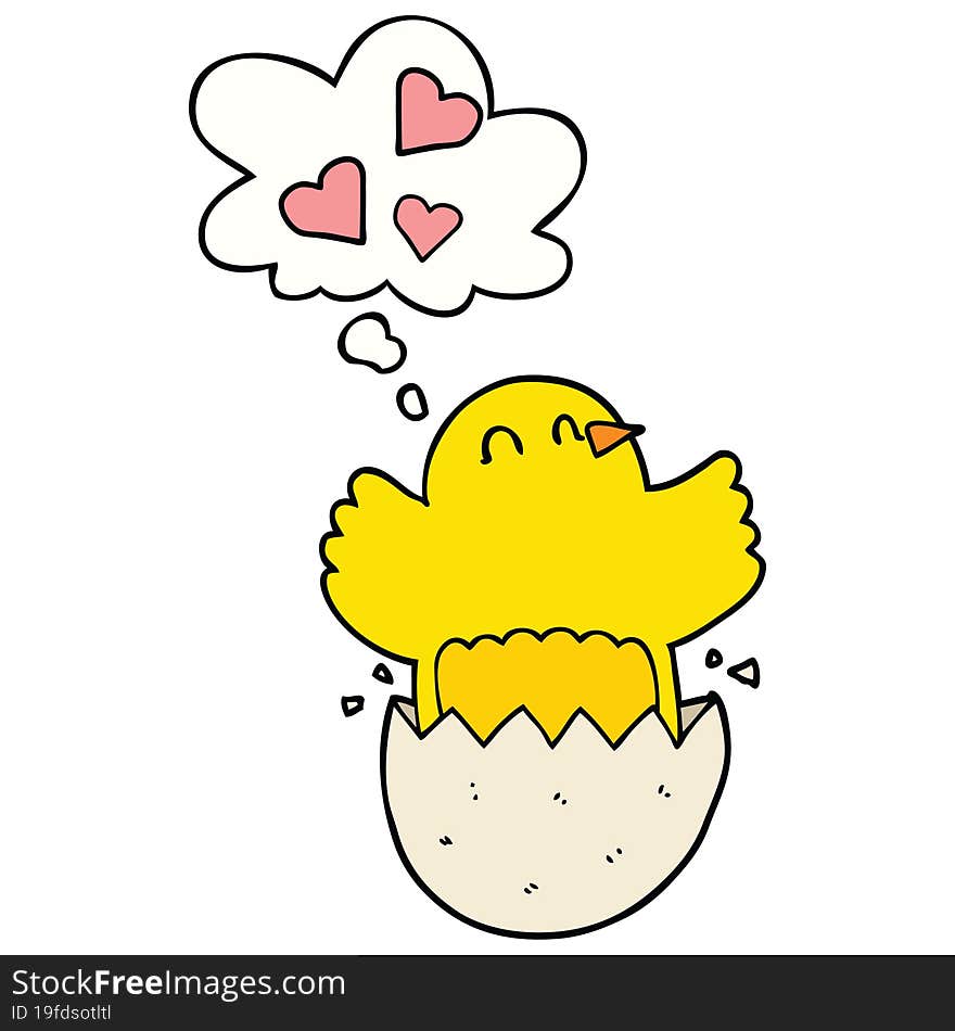 cute hatching chick cartoon and thought bubble