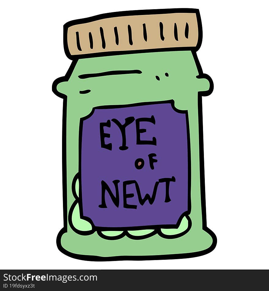 cartoon doodle eye of newt bottle