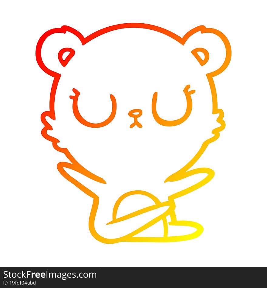 Warm Gradient Line Drawing Peaceful Cartoon Bear