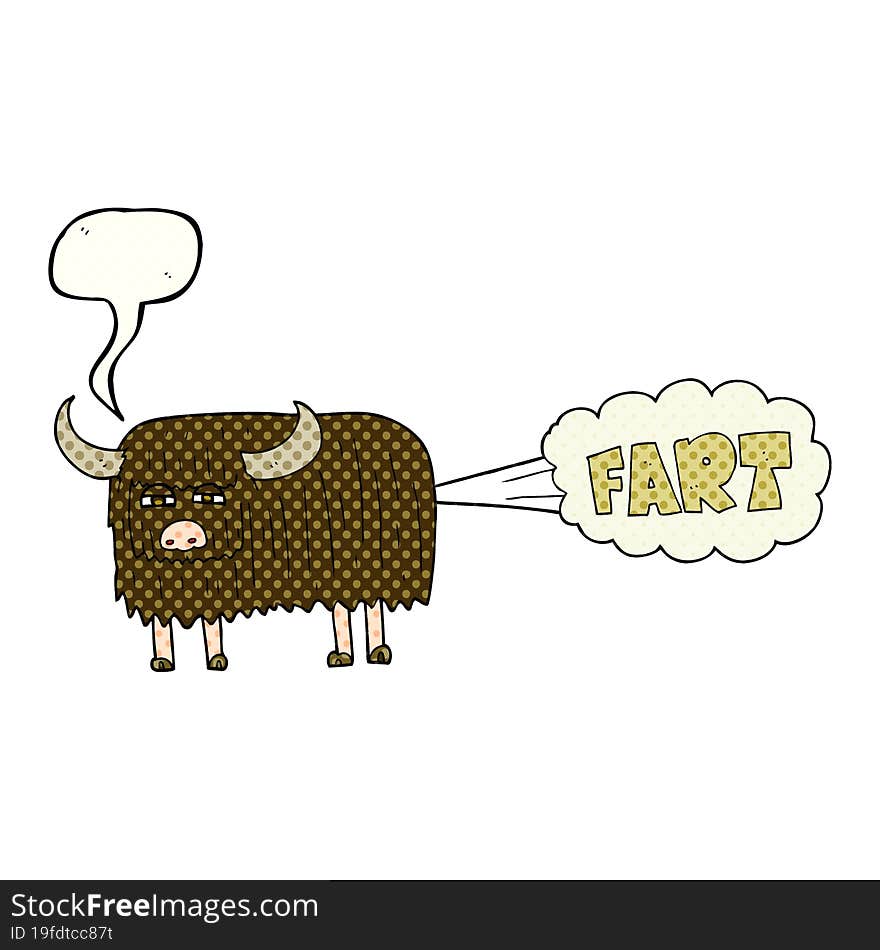 Comic Book Speech Bubble Cartoon Hairy Cow Farting