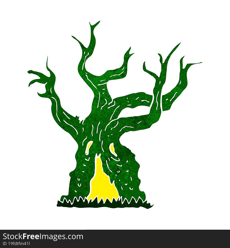 cartoon spooky old tree