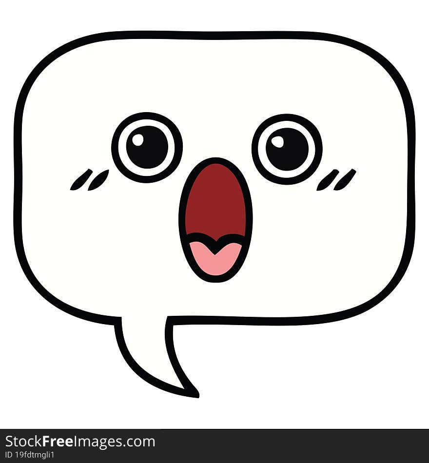 cute cartoon of a speech bubble. cute cartoon of a speech bubble