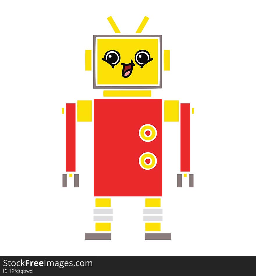 flat color retro cartoon robot