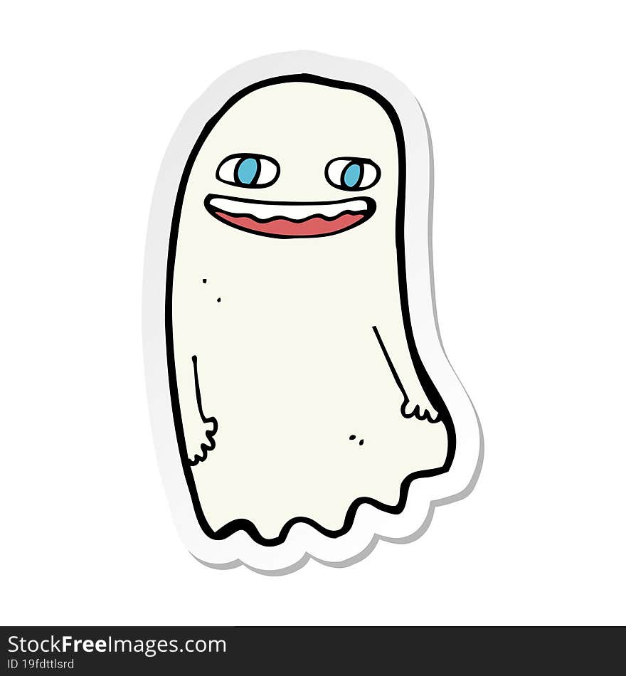 sticker of a funny cartoon ghost