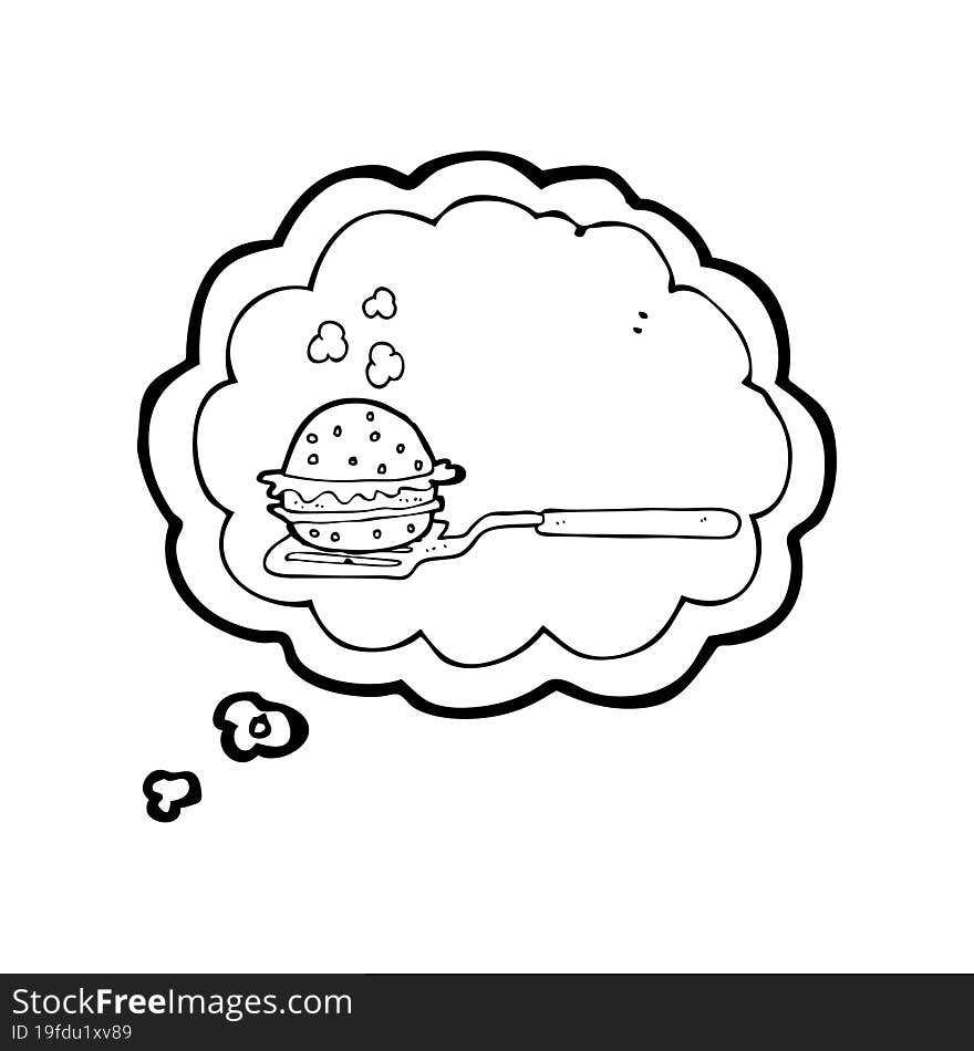 thought bubble cartoon spatula with burger