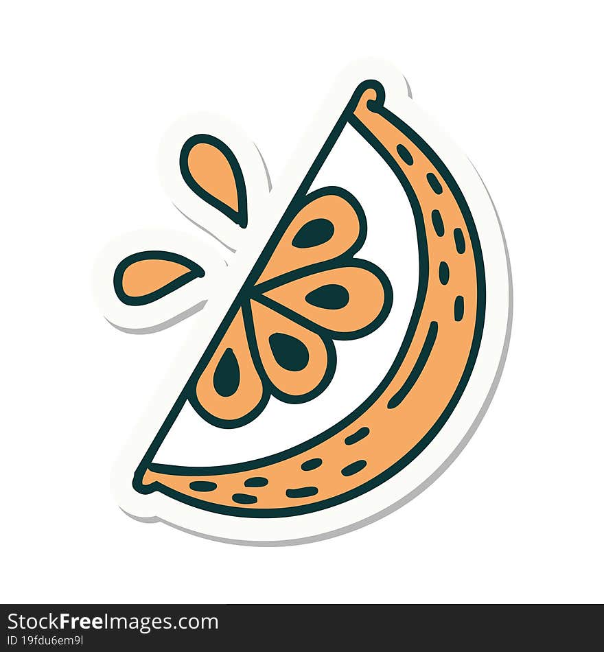 sticker of tattoo in traditional style of a slice of lemon. sticker of tattoo in traditional style of a slice of lemon