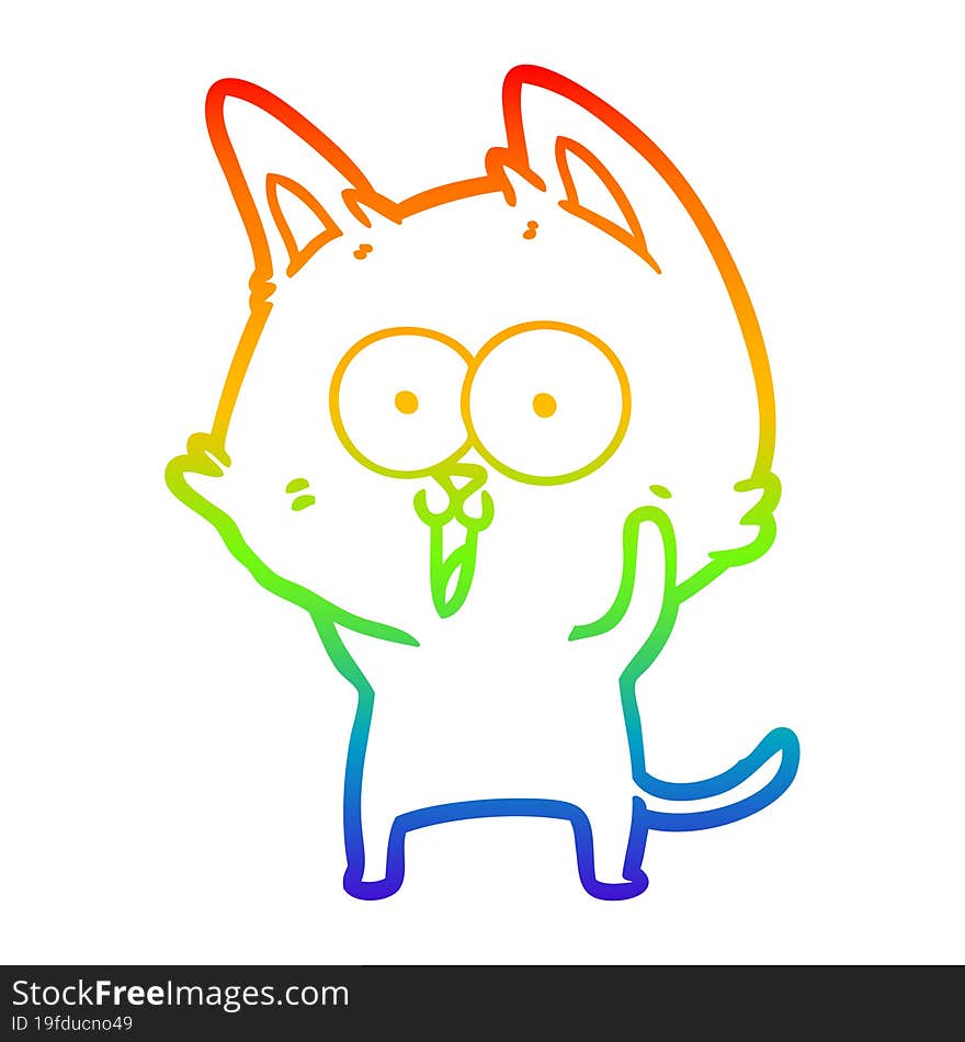 rainbow gradient line drawing funny cartoon cat