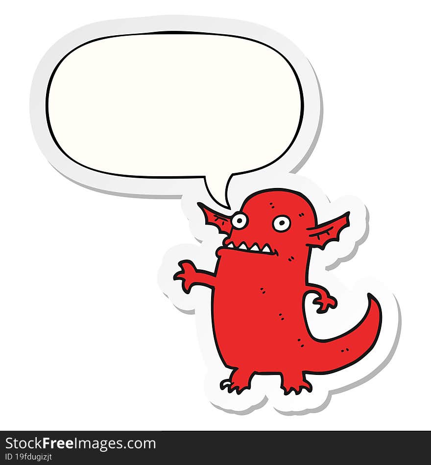 cartoon halloween monster and speech bubble sticker