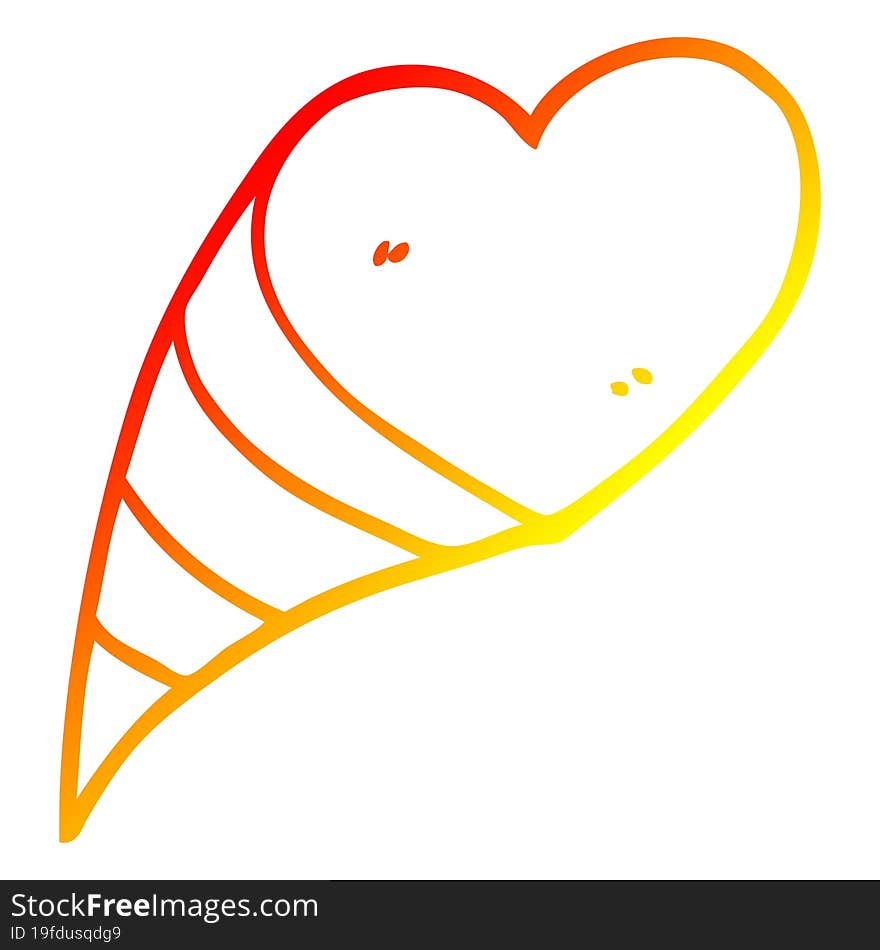 warm gradient line drawing of a cartoon love hearts