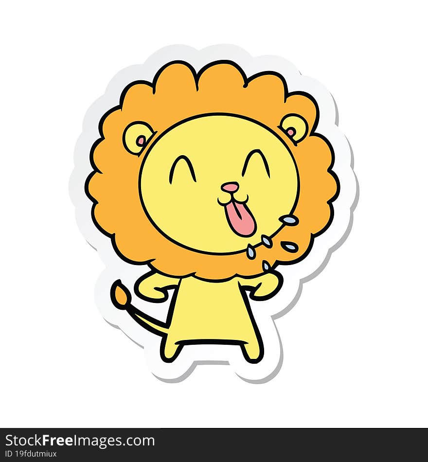 sticker of a happy cartoon lion