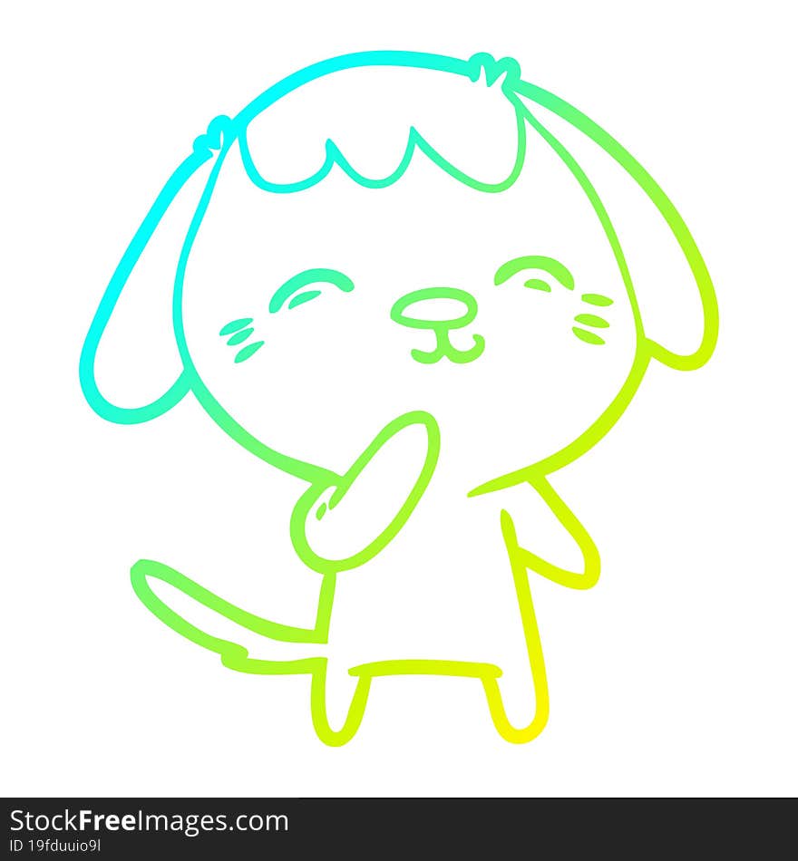 cold gradient line drawing happy cartoon dog