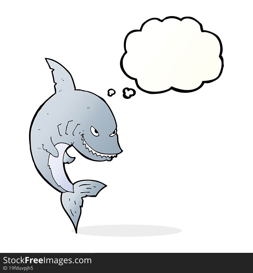 funny cartoon shark with thought bubble