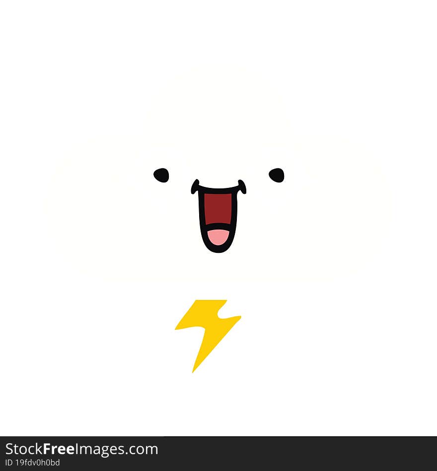 Flat Color Retro Cartoon Thunder Cloud