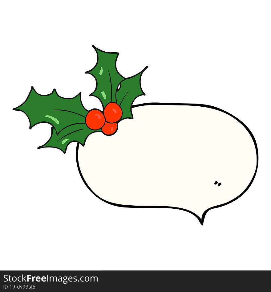 speech bubble cartoon christmas holly