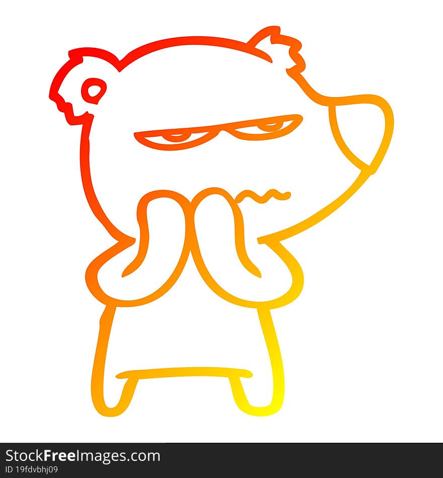 warm gradient line drawing angry bear cartoon