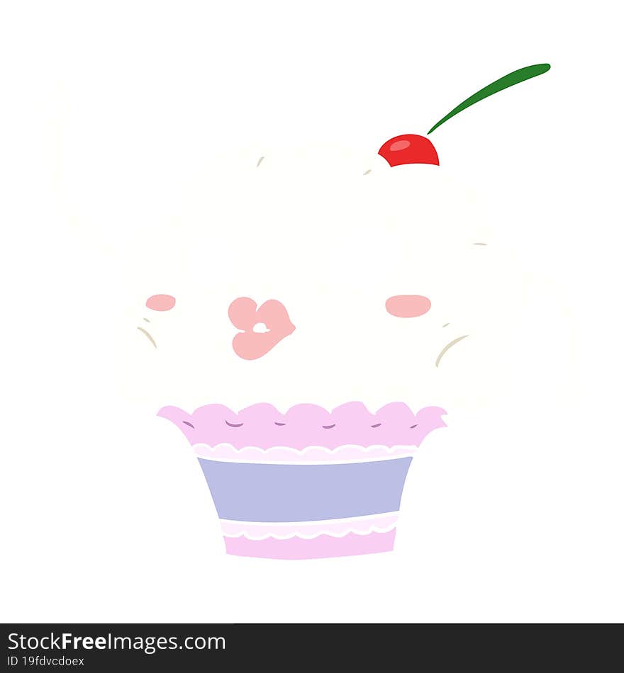 funny flat color style cartoon cupcake