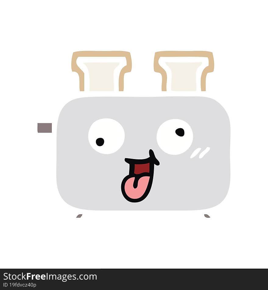 flat color retro cartoon of a toaster