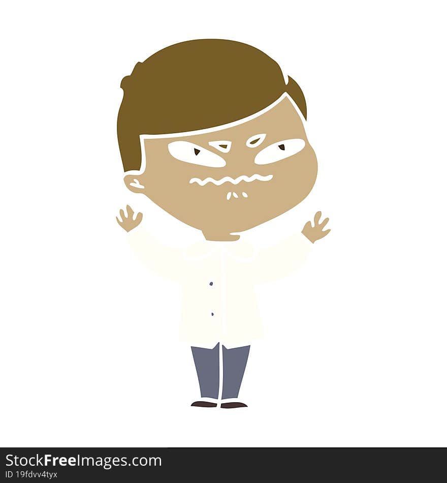 flat color style cartoon angry man