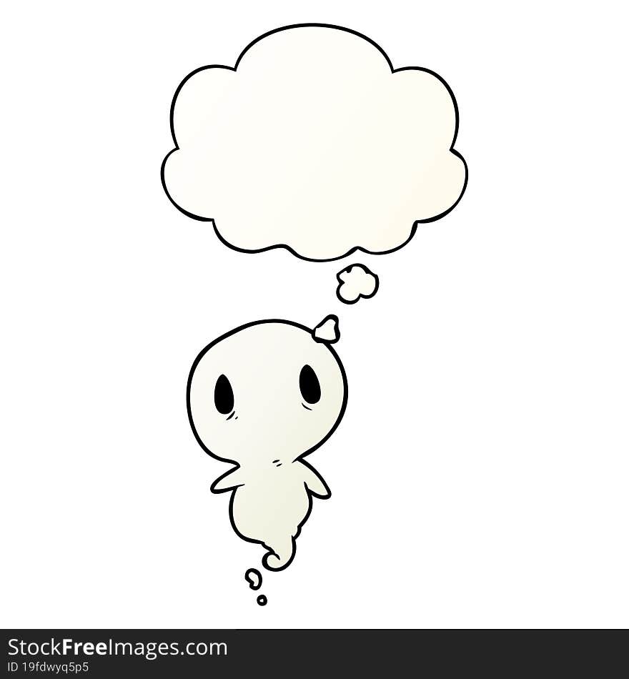 Cartoon Ghost And Thought Bubble In Smooth Gradient Style