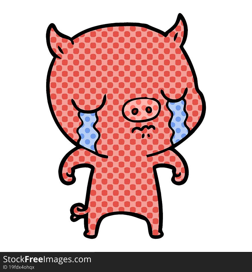 cartoon pig crying. cartoon pig crying