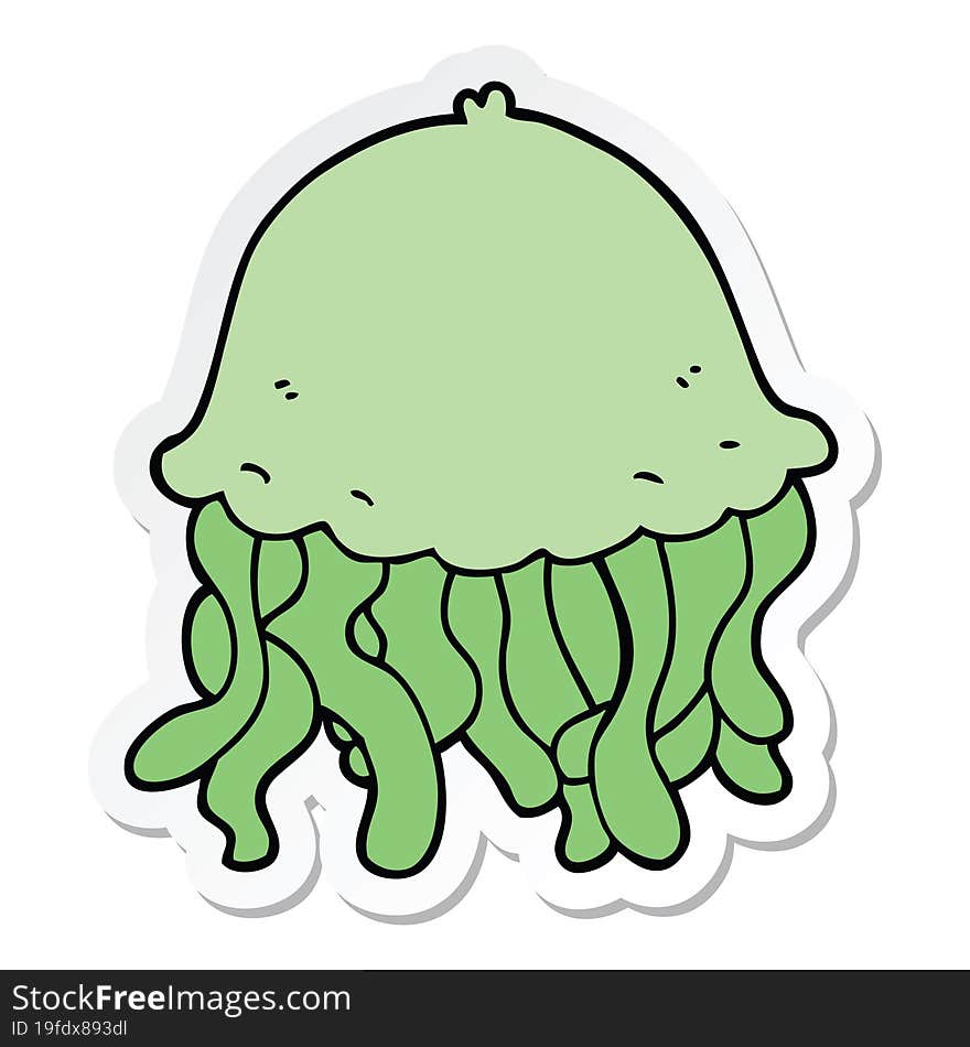 sticker of a cartoon jellyfish