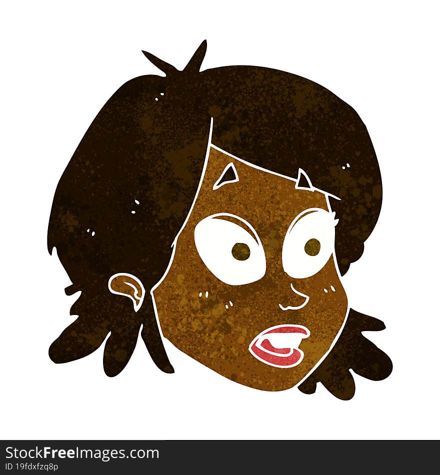 cartoon female face with surprised expression