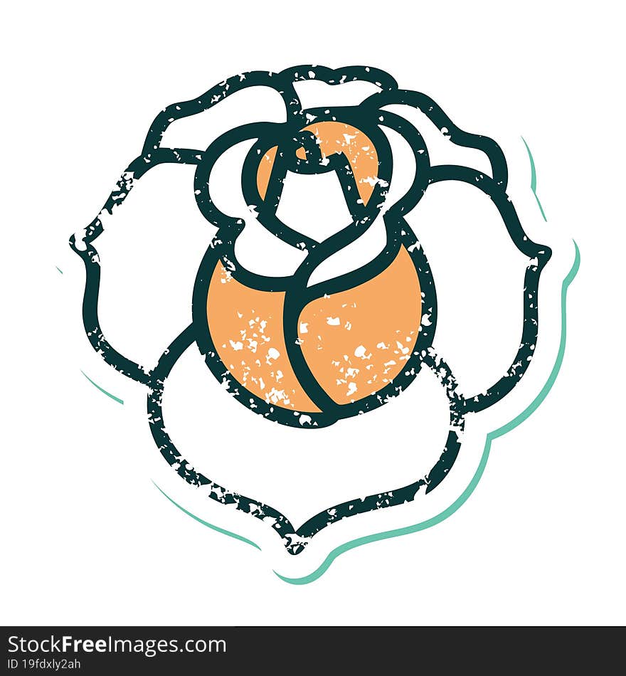 distressed sticker tattoo style icon of a flower