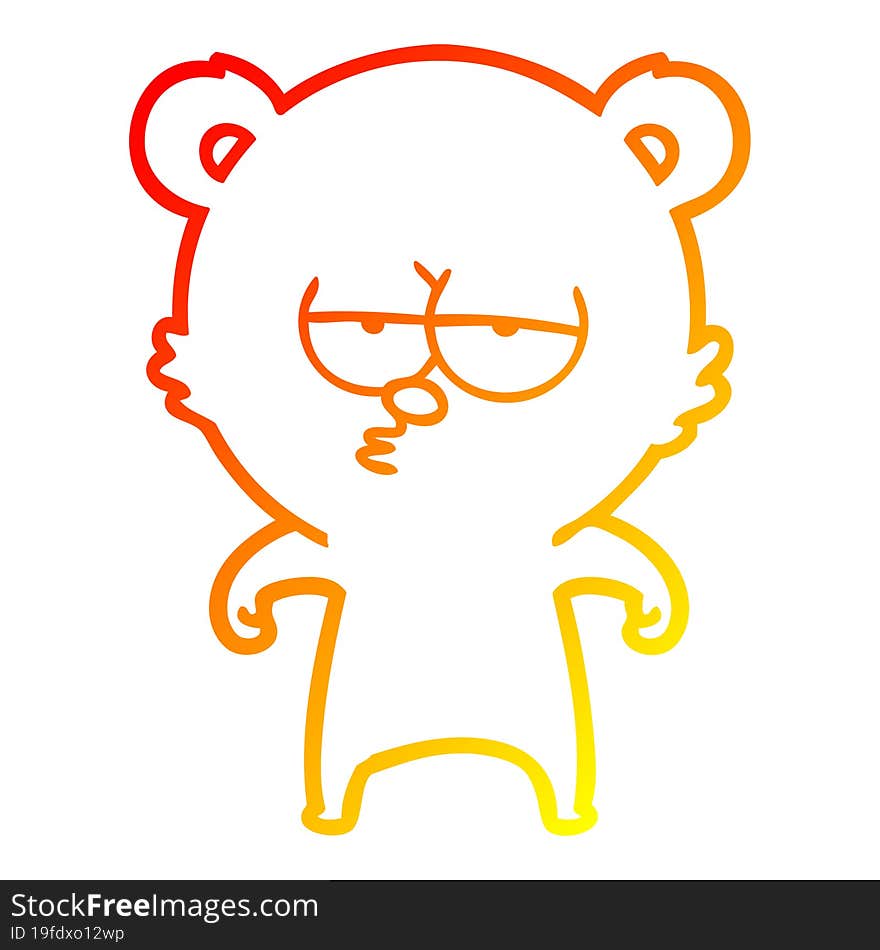 Warm Gradient Line Drawing Bored Bear Cartoon