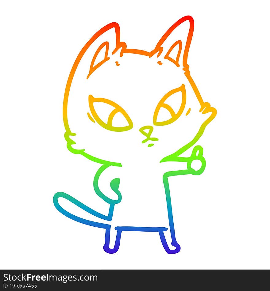 rainbow gradient line drawing confused cartoon cat