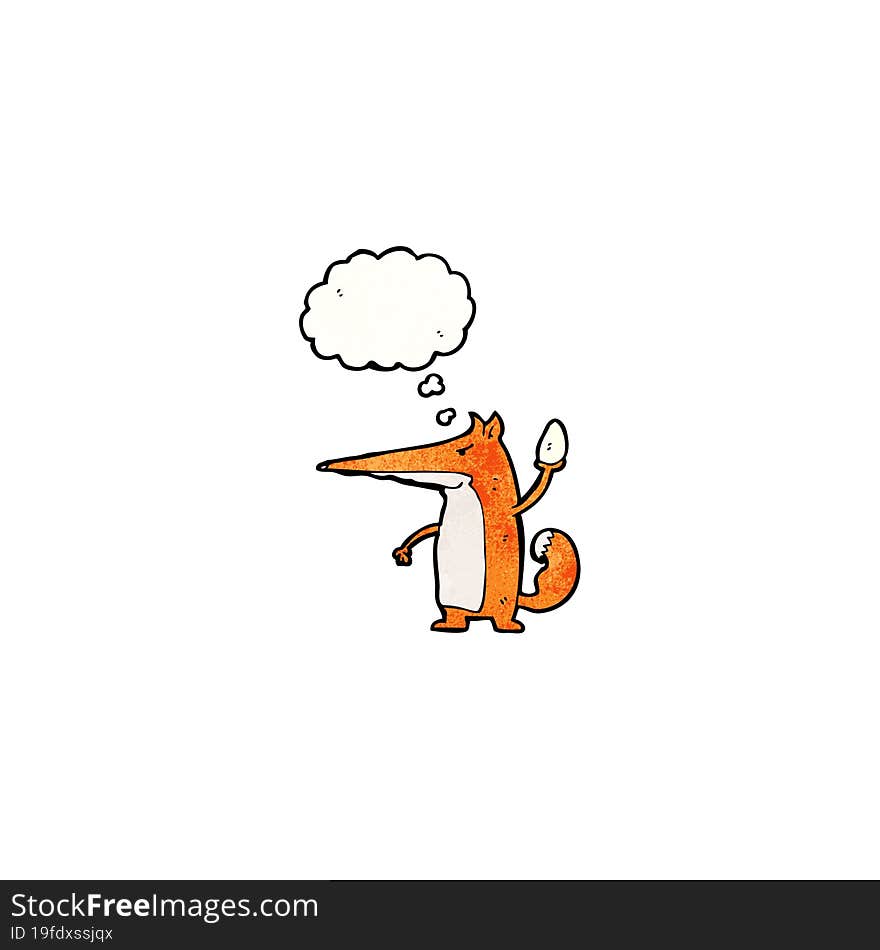 cartoon fox throwing egg