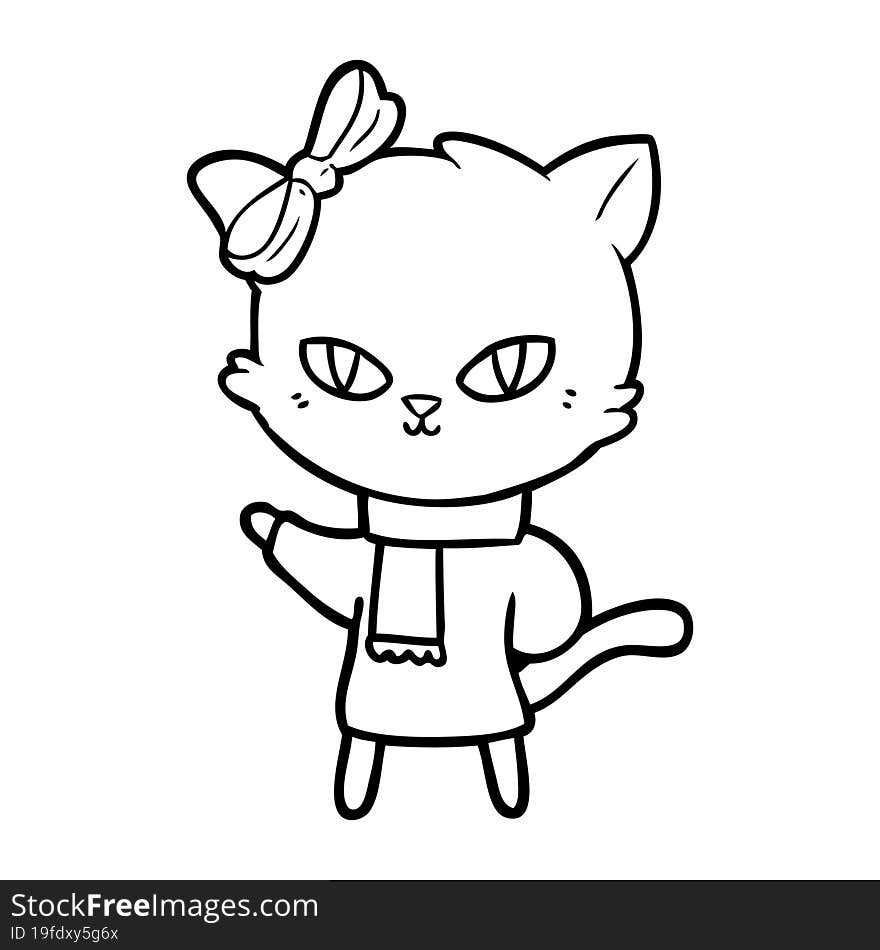 cute cartoon cat in winter clothes. cute cartoon cat in winter clothes