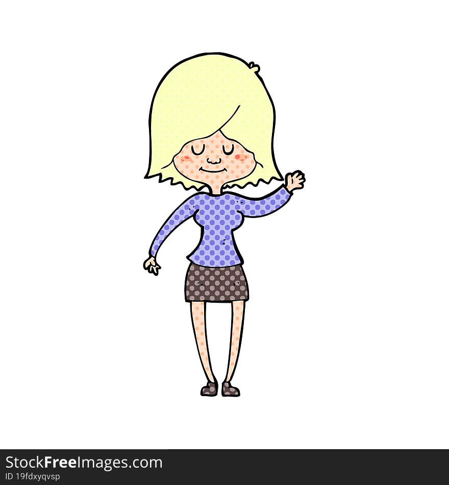 cartoon happy woman