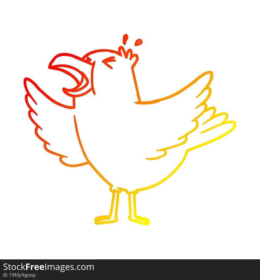 warm gradient line drawing cartoon bird squawking