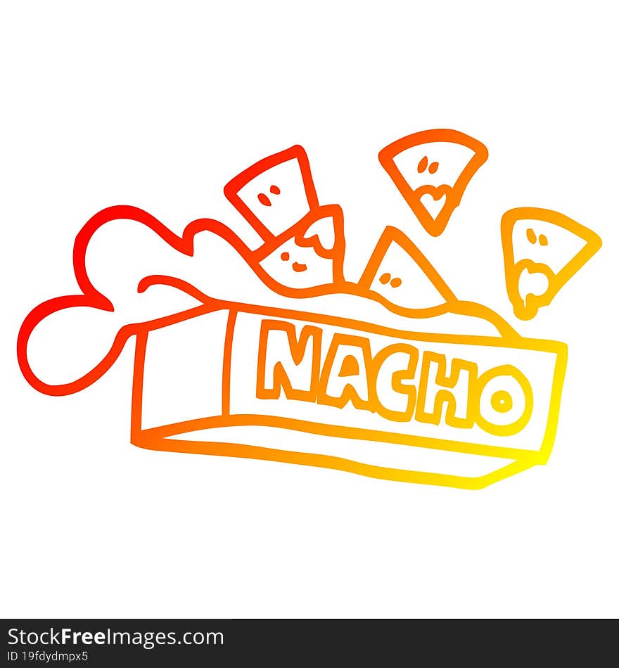 warm gradient line drawing cartoon nacho box