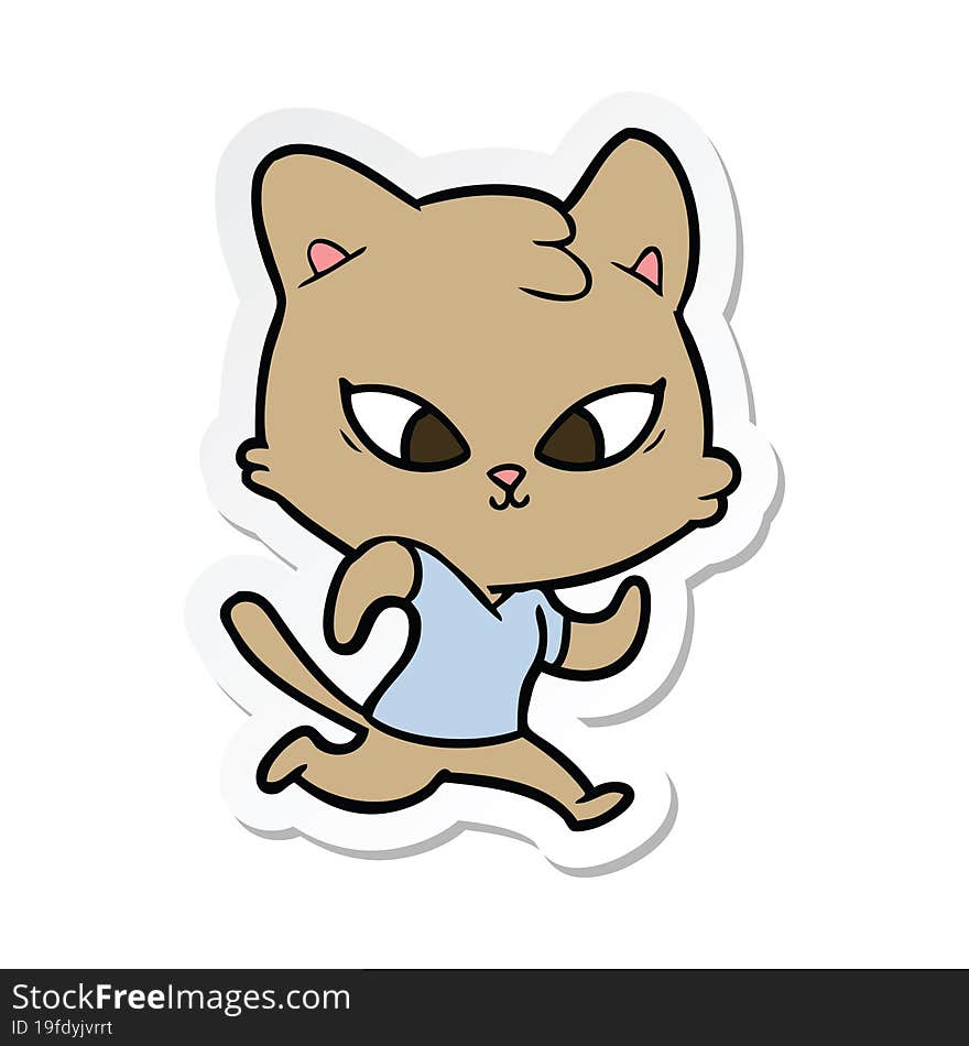 sticker of a cute cartoon cat