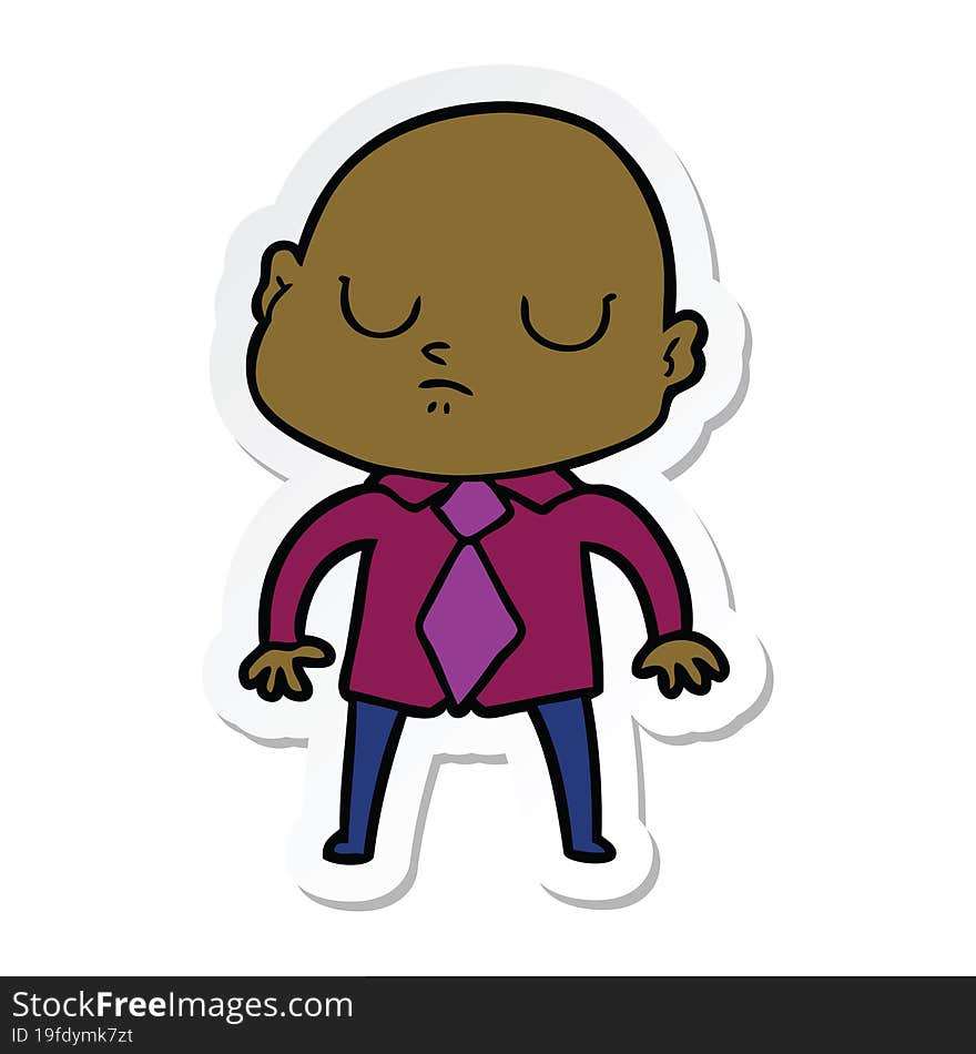 sticker of a cartoon bald man