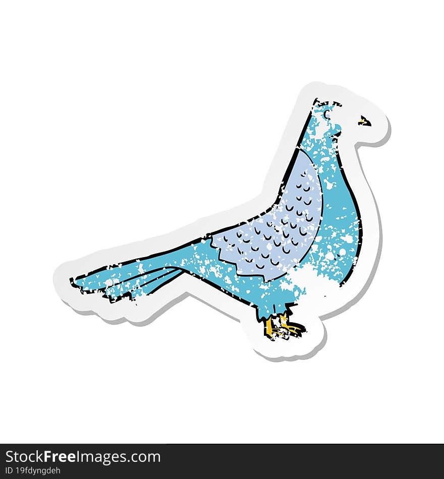 Retro Distressed Sticker Of A Cartoon Bird