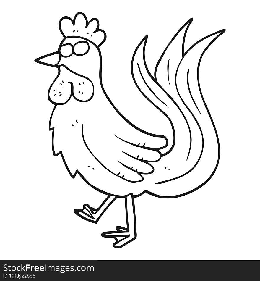 freehand drawn black and white cartoon cock