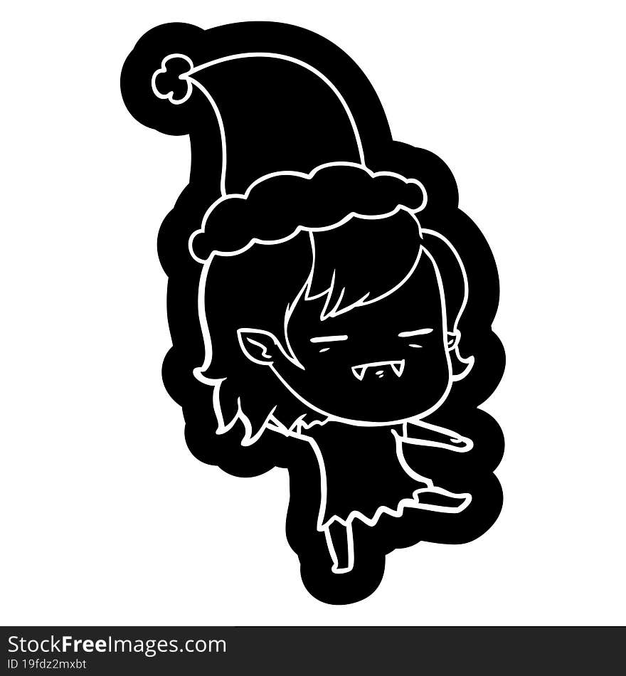 Cartoon Icon Of A Undead Vampire Girl Wearing Santa Hat