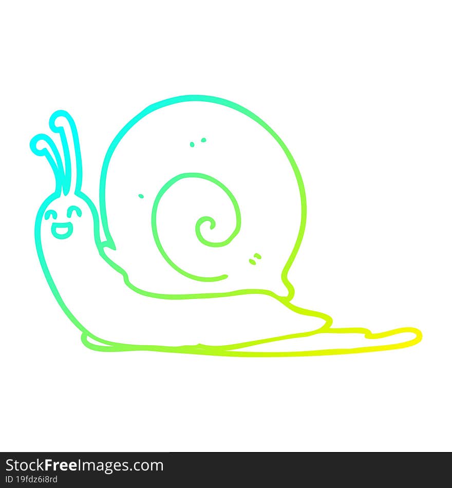 cold gradient line drawing of a cartoon snail