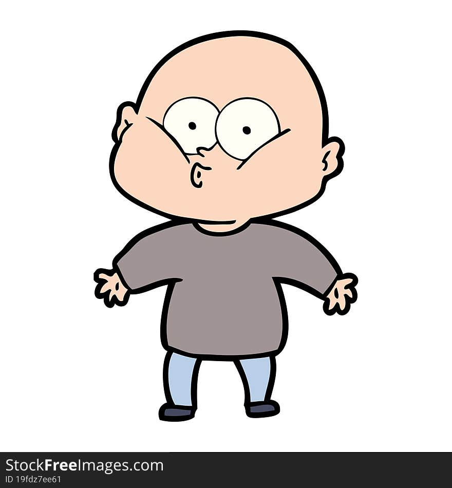 cartoon bald man staring. cartoon bald man staring